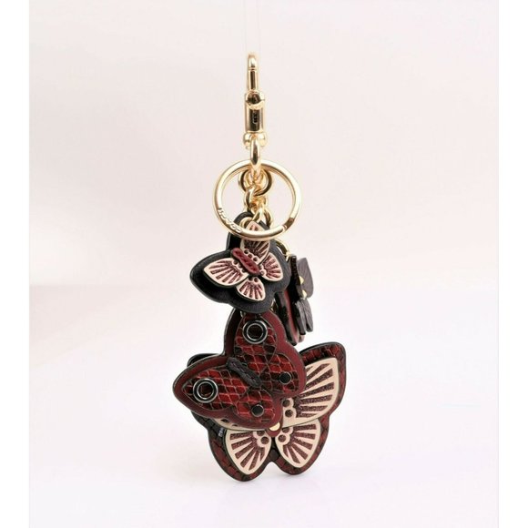 NWT Coach Butterfly Cluster Keychain Bag Charm PINK MULTI - Picture 3 of 8